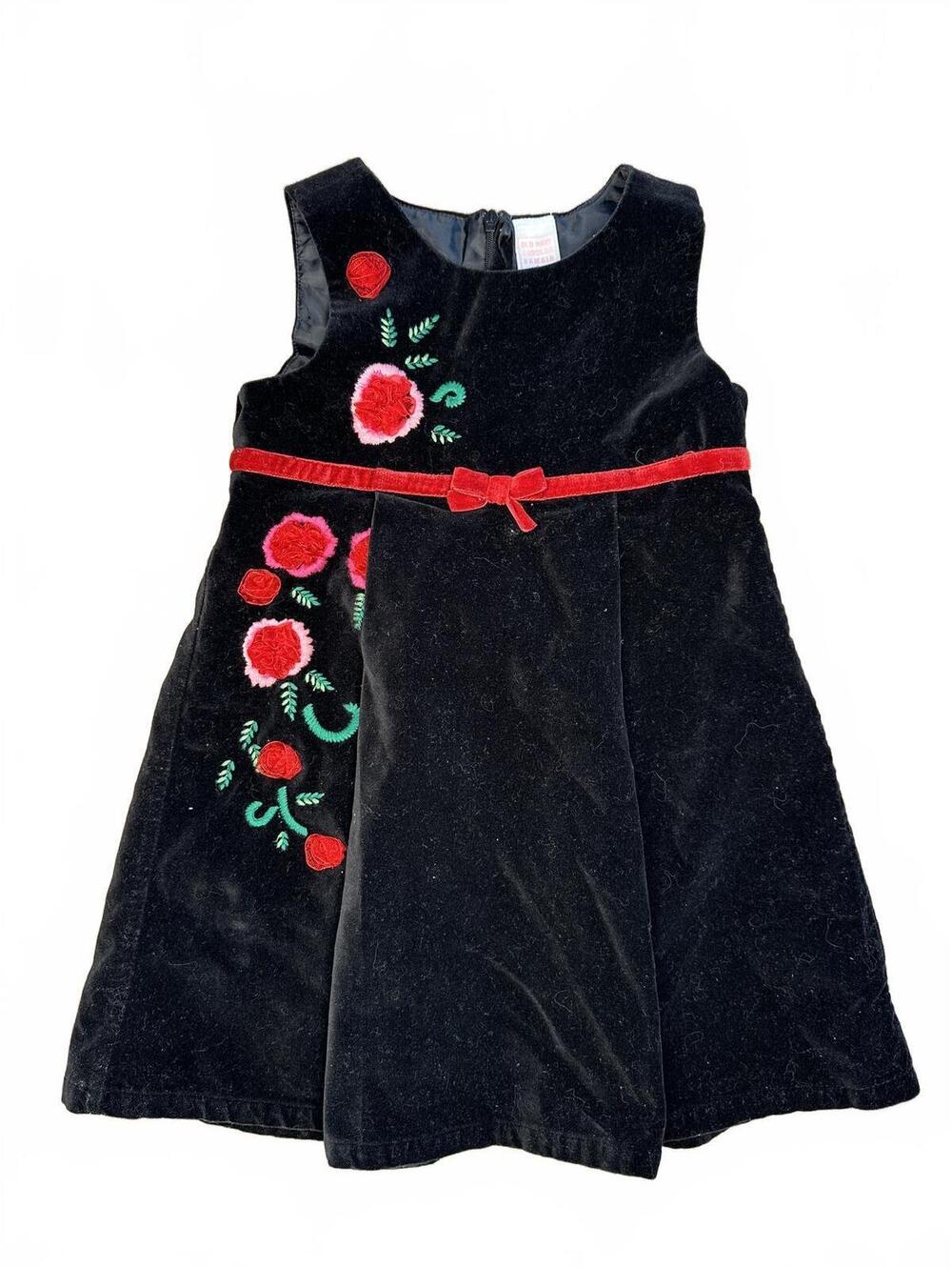 Old Navy 3T Black Velvet Cherry Holiday Dress